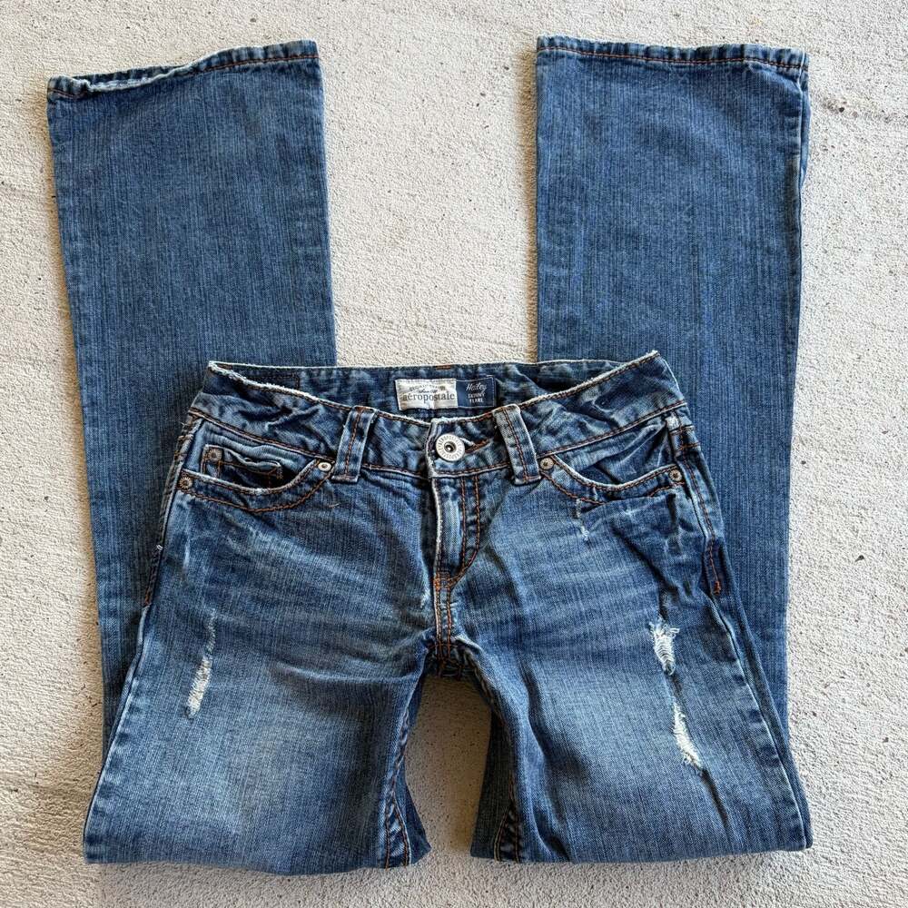 Y2k Aeropostale Low Ride Hailey Skinny Flare Distressed Jeans